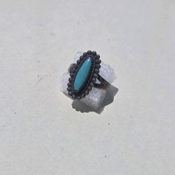 Jewelry - Vintage 925 Sterling Silver Turquoise Oval Cabochon Ring Size 7 Boho